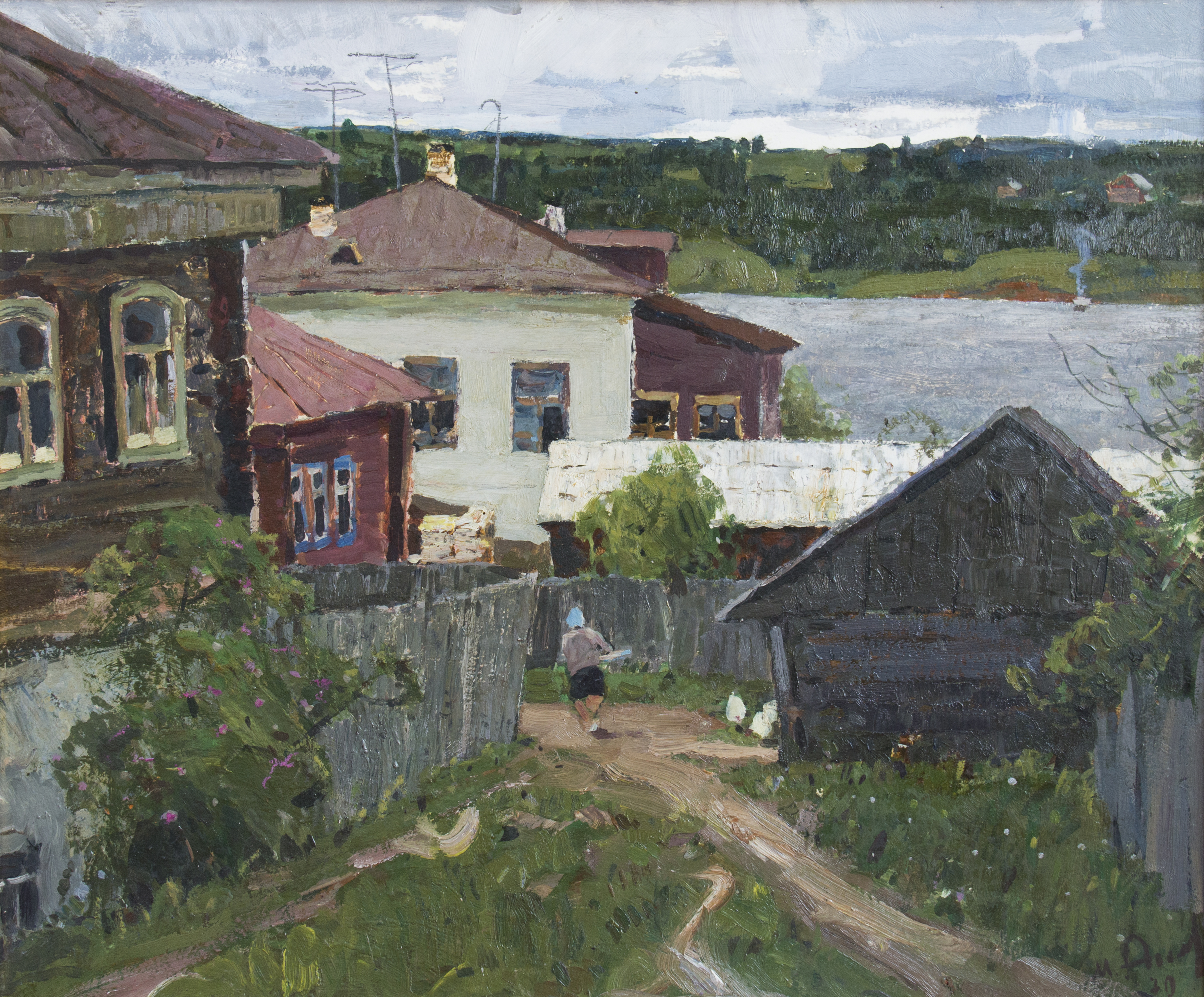 Агеев М. С. Дворик в Плёсе. 1970. Картон, масло. 47х57