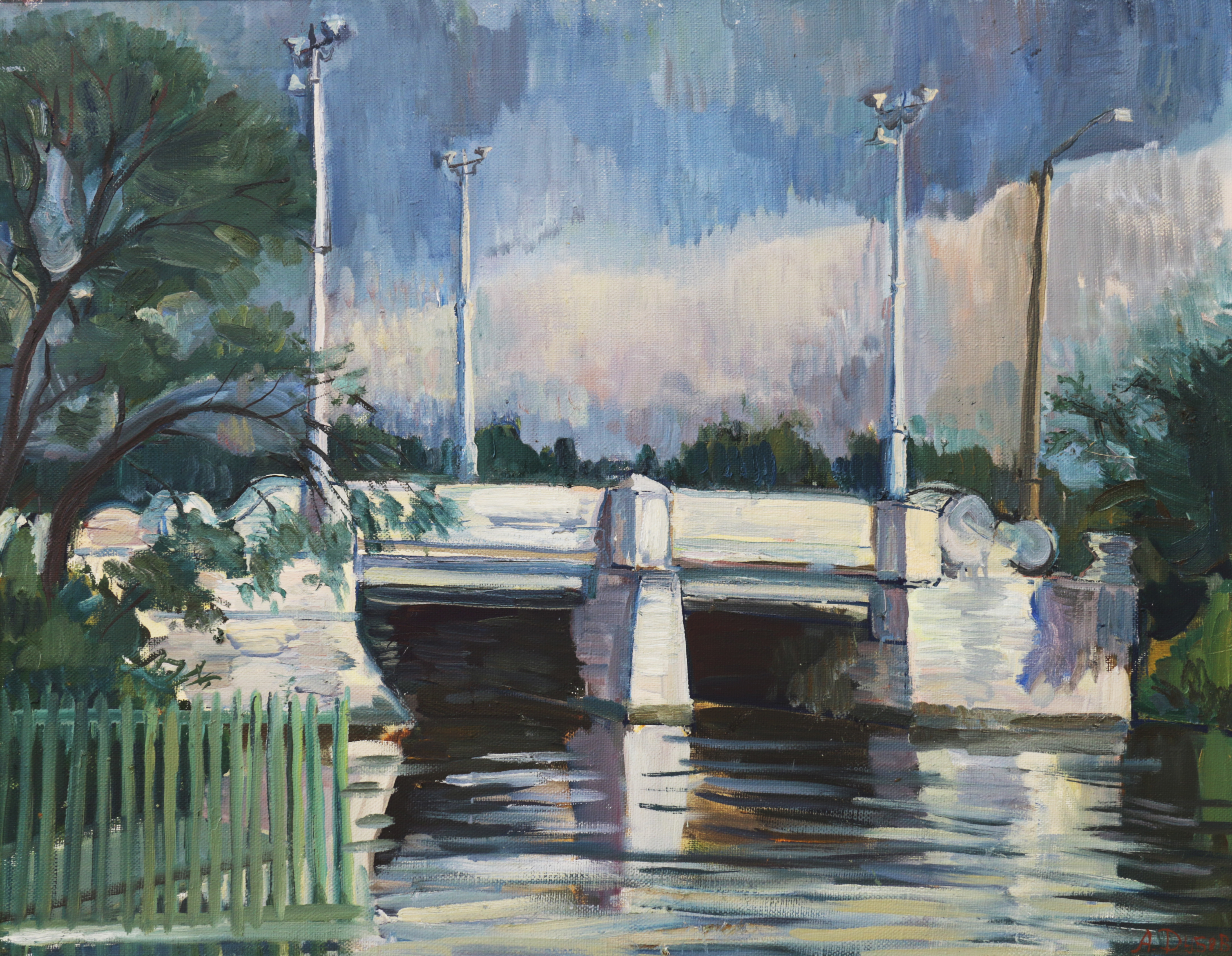 Дубов А. И. Пейзаж с мостом. 2004. Холст, масло. 70х90