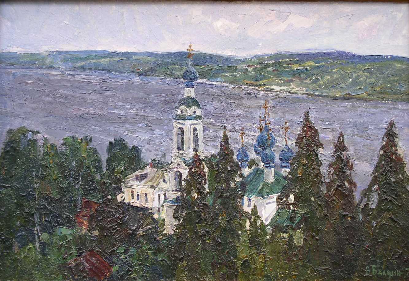 Балдин В. А. Над Волгой. Плёс. 1978. Картон, масло. 34,5х49,5