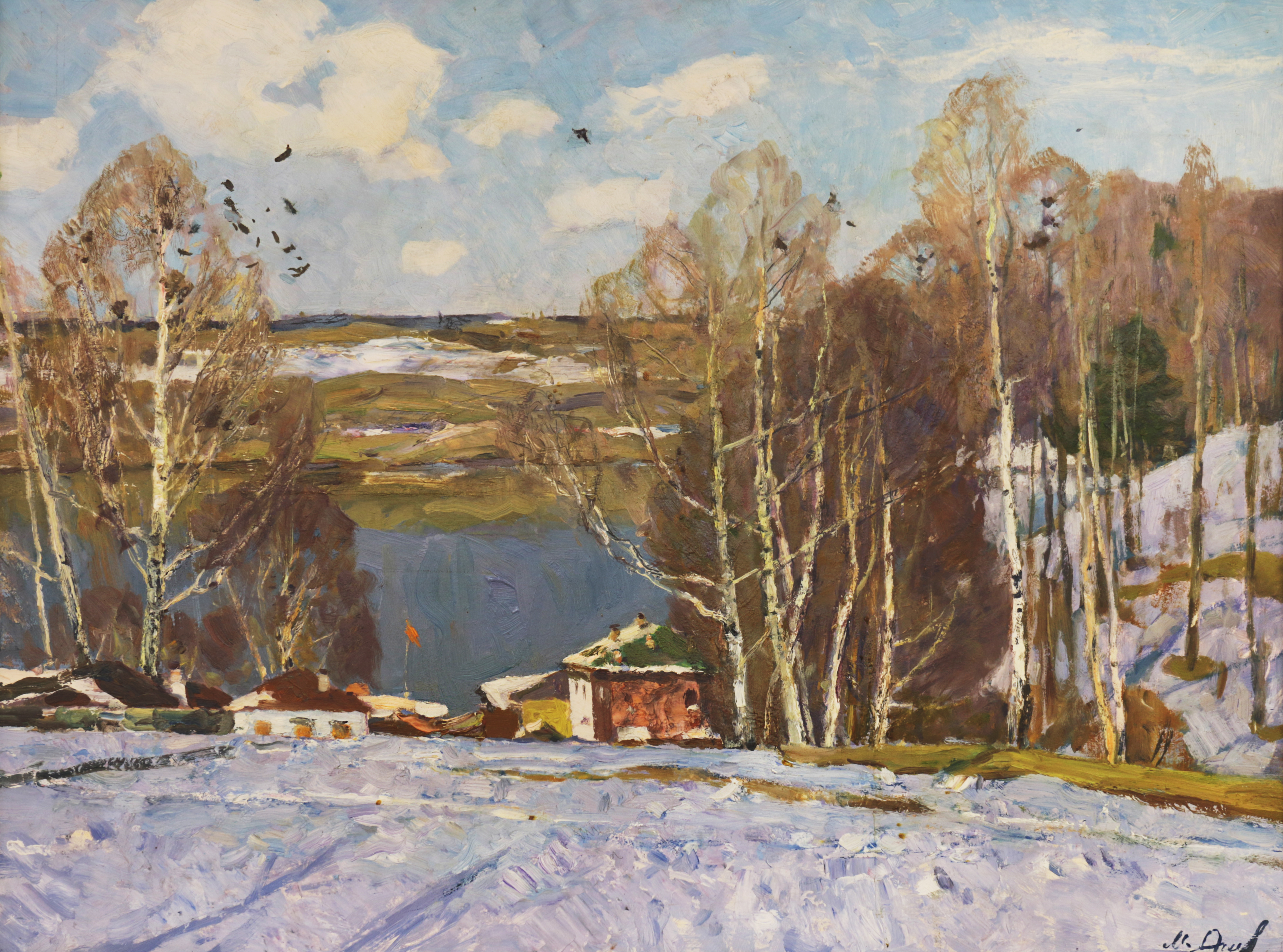 Агеев М. С. Ранняя весна. (Плёс в марте). 1982. Картон, масло. 64х84